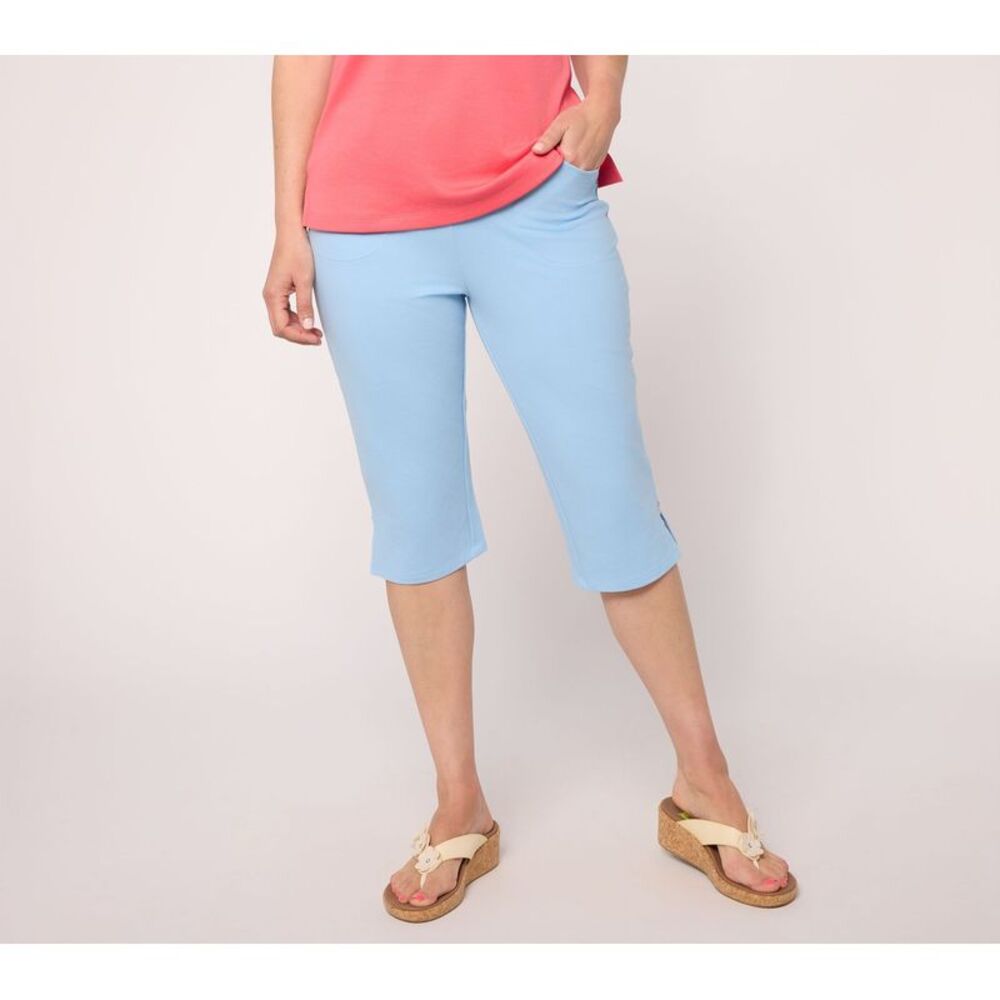 Quacker Factory Women's Pants Sz L Make Your Selection: French Terry Blue